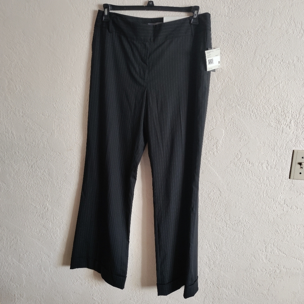 NWT**1 Tiny Hole FLAW** Liz Claiborne Classic Black Pinstripe Women's Pants